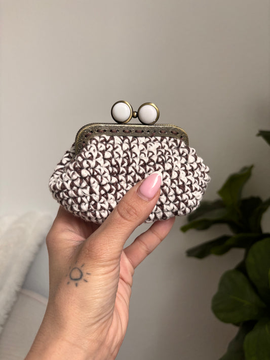 Porte-monnaie ~ marron & blanc