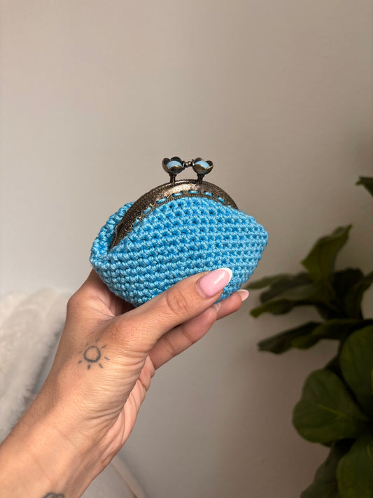 Porte-monnaie Fleurs ~ bleu ciel